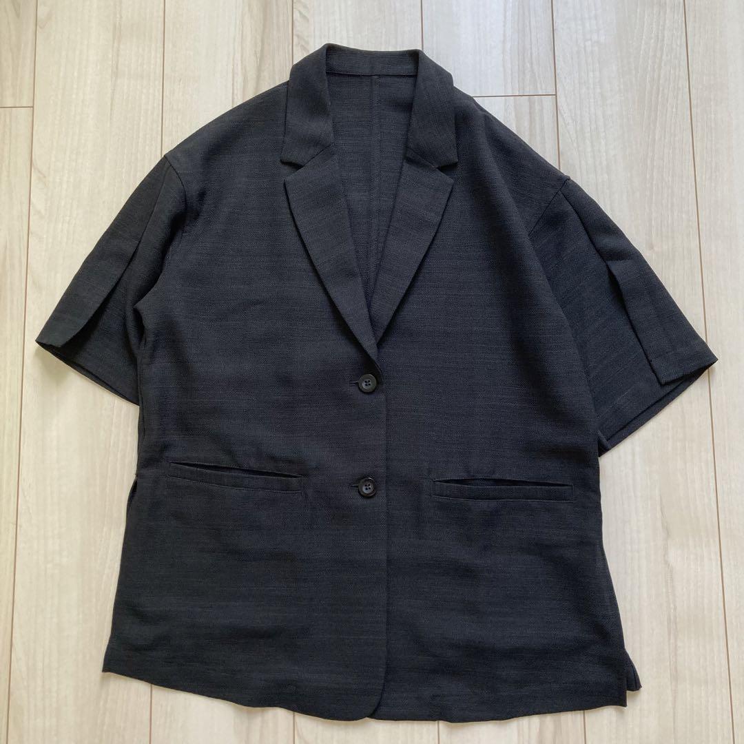 セット割価格:アパートバイローリーズ　メッシュスリットジャケット 美品 apart by メッシュスリットジャケット 黒 S アパートバイ