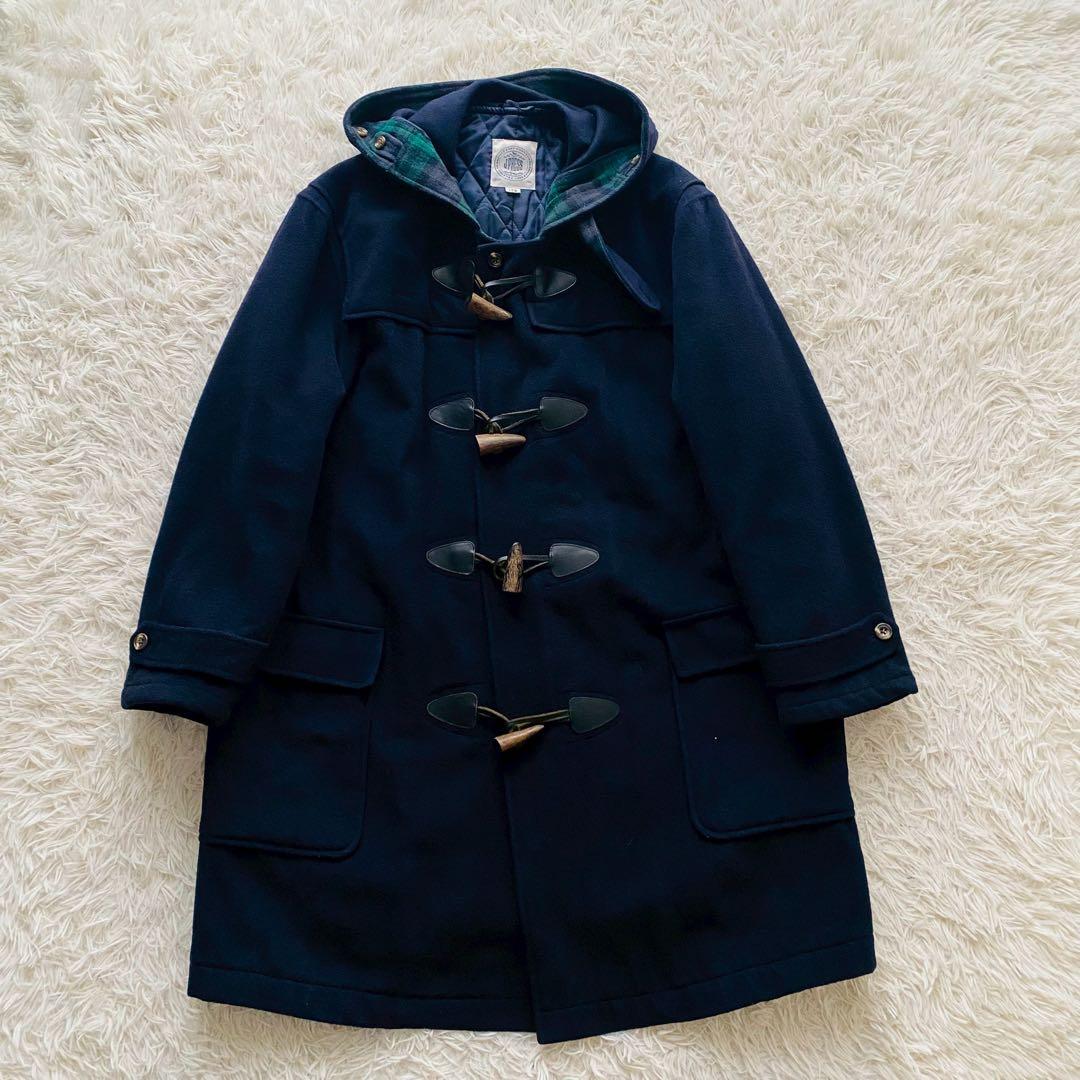 ジェイプレス●美品●ダッフルコート チェック×キルト中綿裏地 牛革トグル釦 XL ジェイプレス●美品●ダッフルコート チェック×キルト中綿裏地 牛革トグル釦 XL