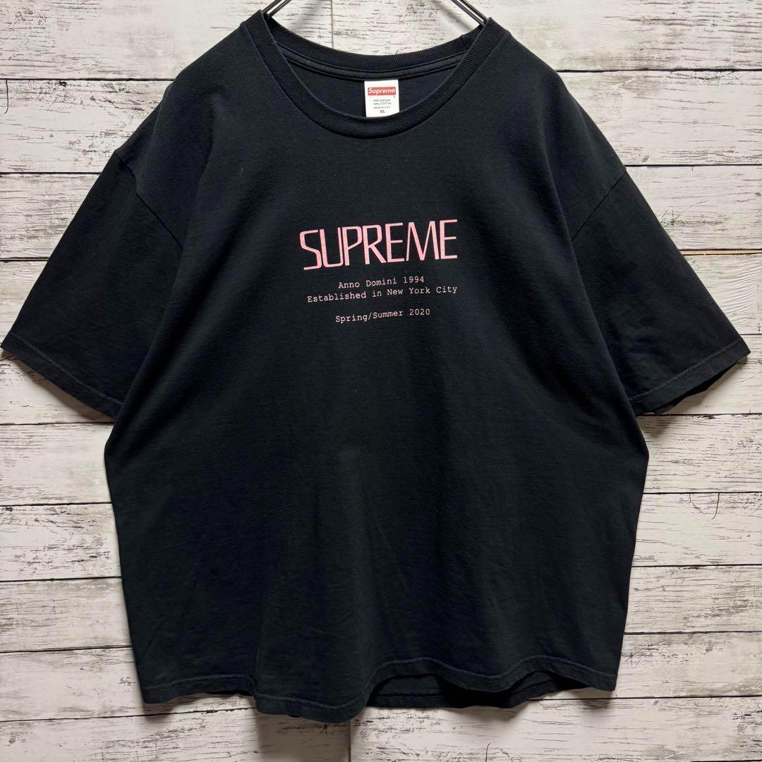 オーバーサイズL】シュプリーム⭐️センターロゴTシャツボーダー