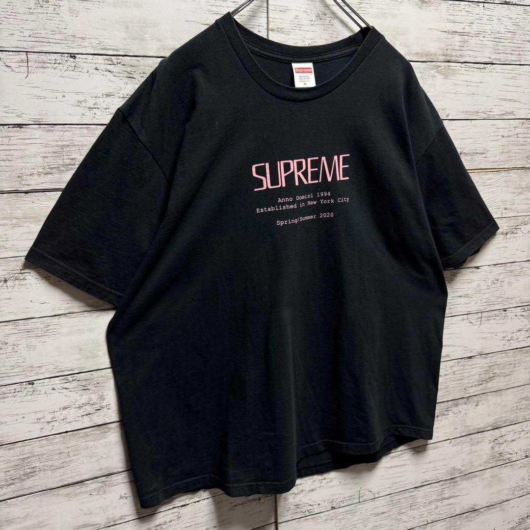 人気モデル シュプリーム センター アーチ ロゴ ブラック 半袖 Tシャツ 近年モデル】希少XL シュプリーム センター斜形ロゴ Tシャツ