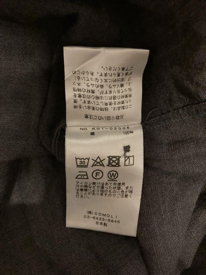 COMOLI バンドカラー シャツ チャコール サイズ1