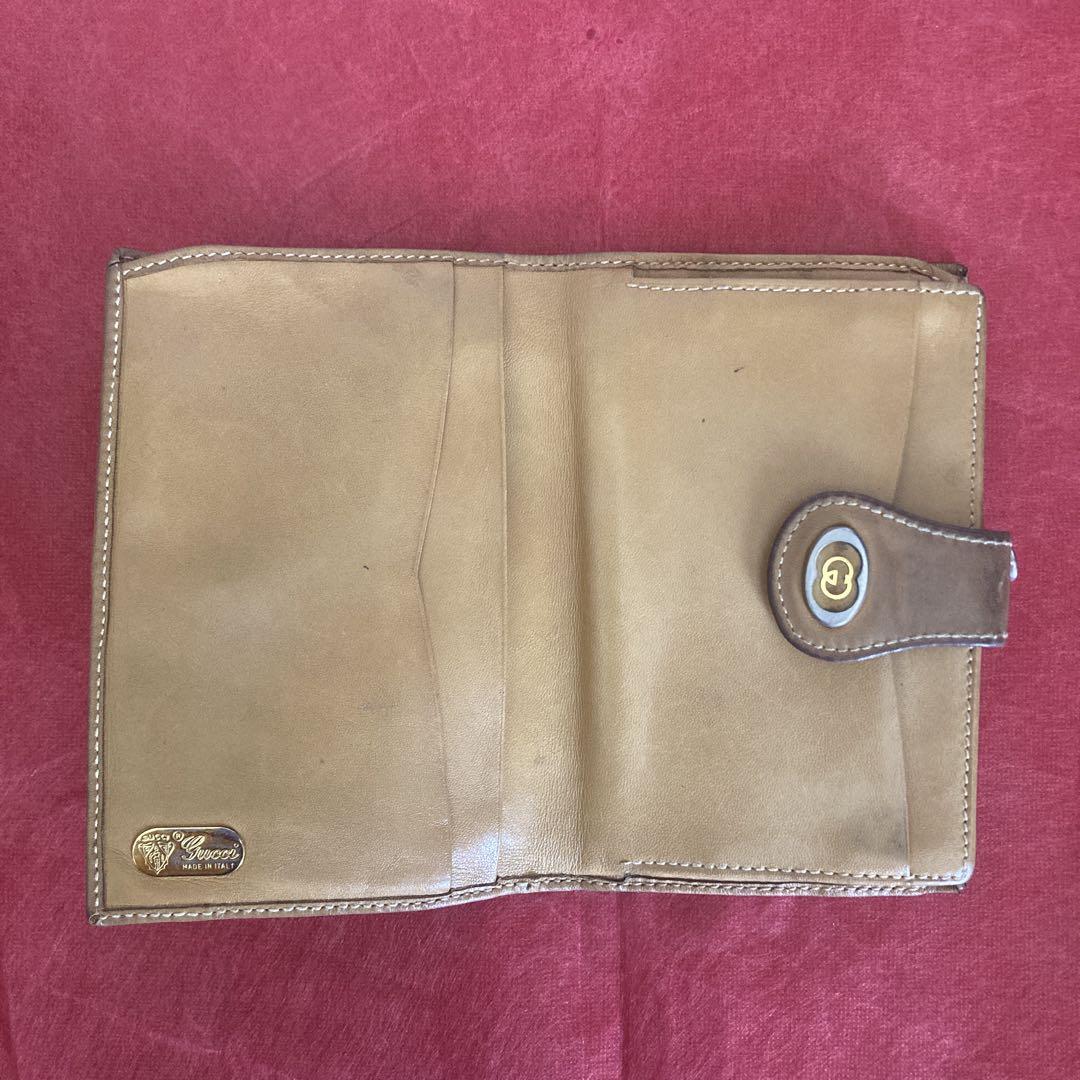 ビンテージ オールドGucci GGパターン シェリーライン 二つ折りがま口財布