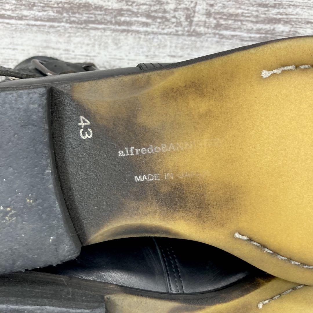429【美品】alfredoBANNISTER レザー ショートブーツ 黒 43