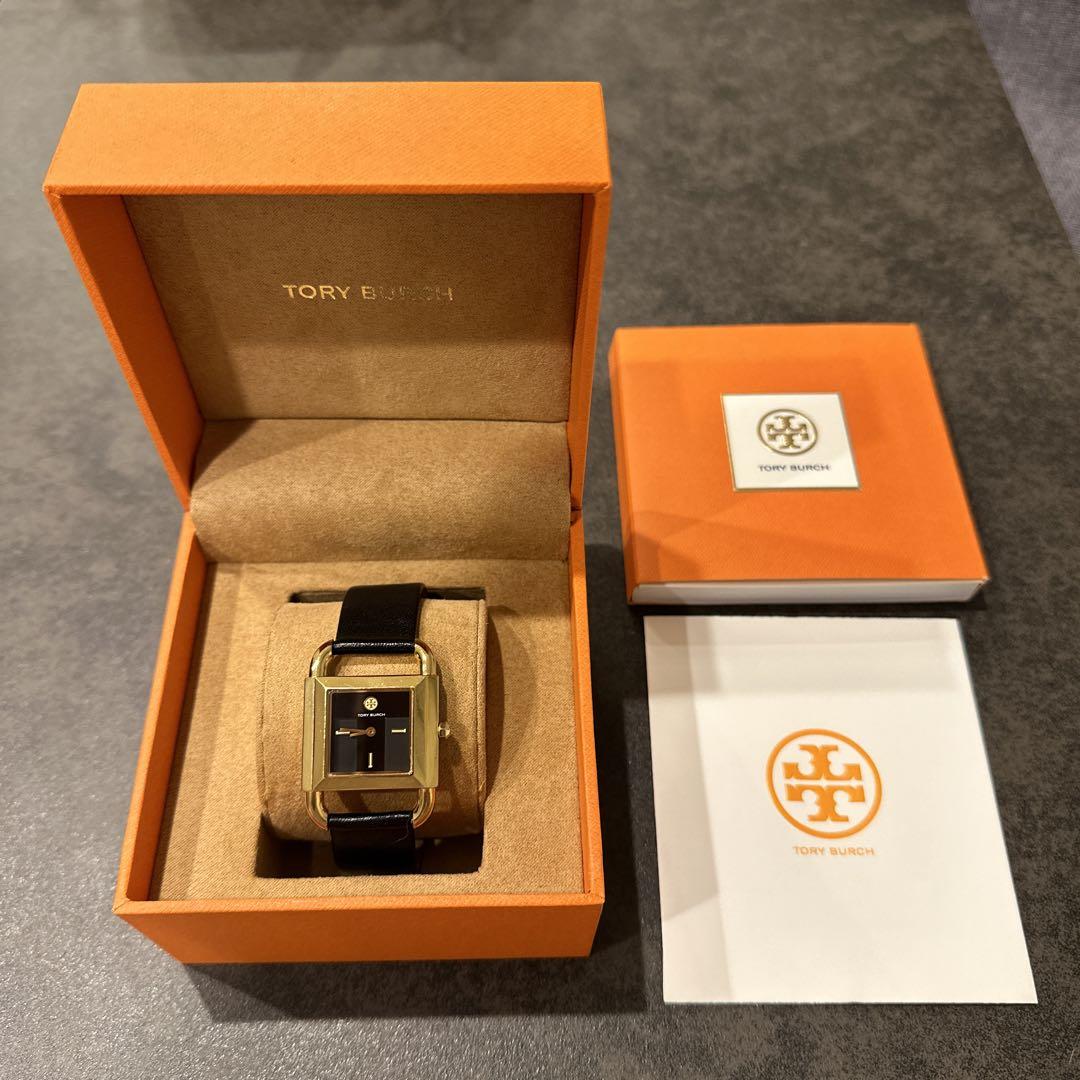 TORY BURCH 時計 ブラック レザー バンド - メルカリ