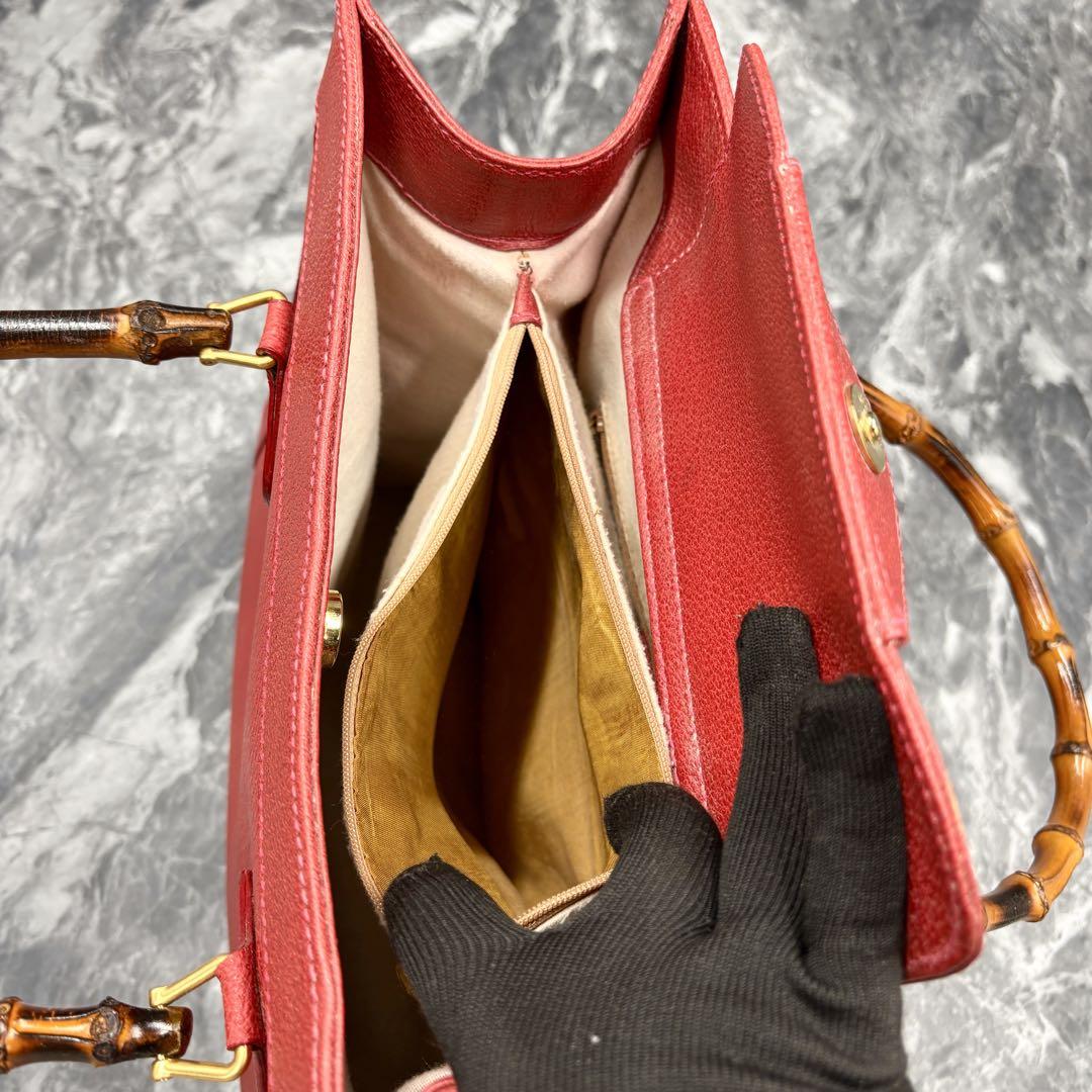 ✨美品✨GUCCI ダイアナ ハンドバッグ レザー バンブー ゴールド金具 赤