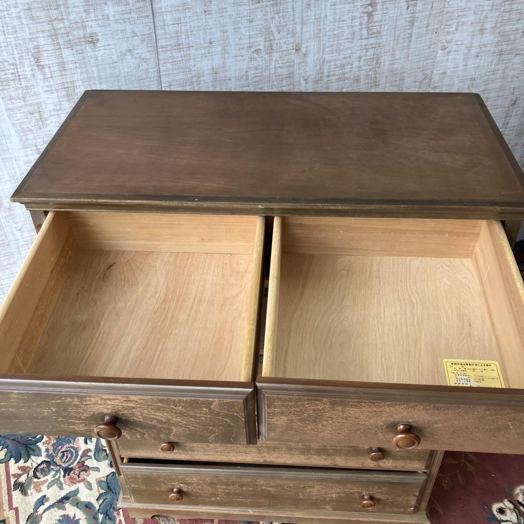 昭和レトロ トーカイ 東海家具 木製箪笥 ハイチェスト 5段 古道具 ビンテージ