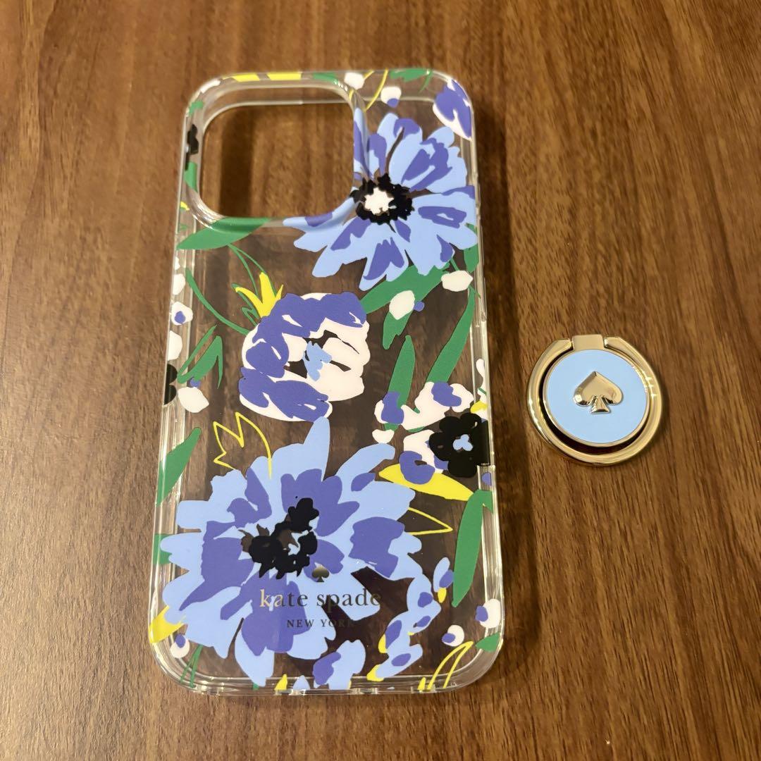 ケイトスペード iPhone16ProケースFloral リング付き