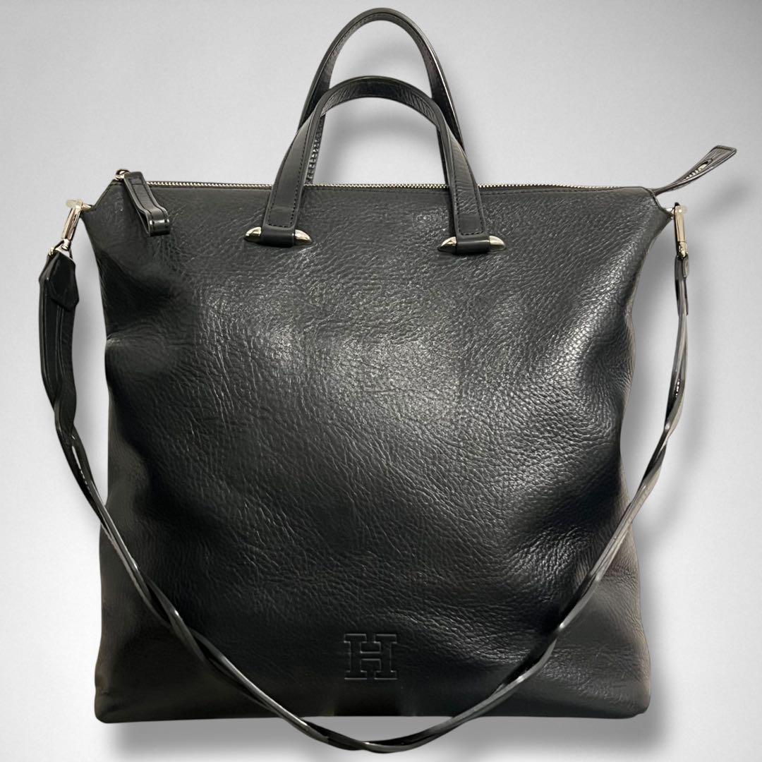 【新品】ヒロフ ショルダーバッグ ハンドバッグ 2way 本革 黒 ブラック