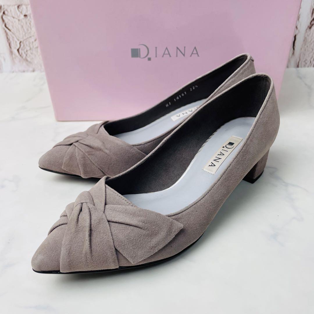 未使用級【DIANA】フラットパンプス(22.5)ポインテッドトゥ レザー 本革 試着のみ】DIANA パンプス ポインテッドトゥ レザー 本革 22½