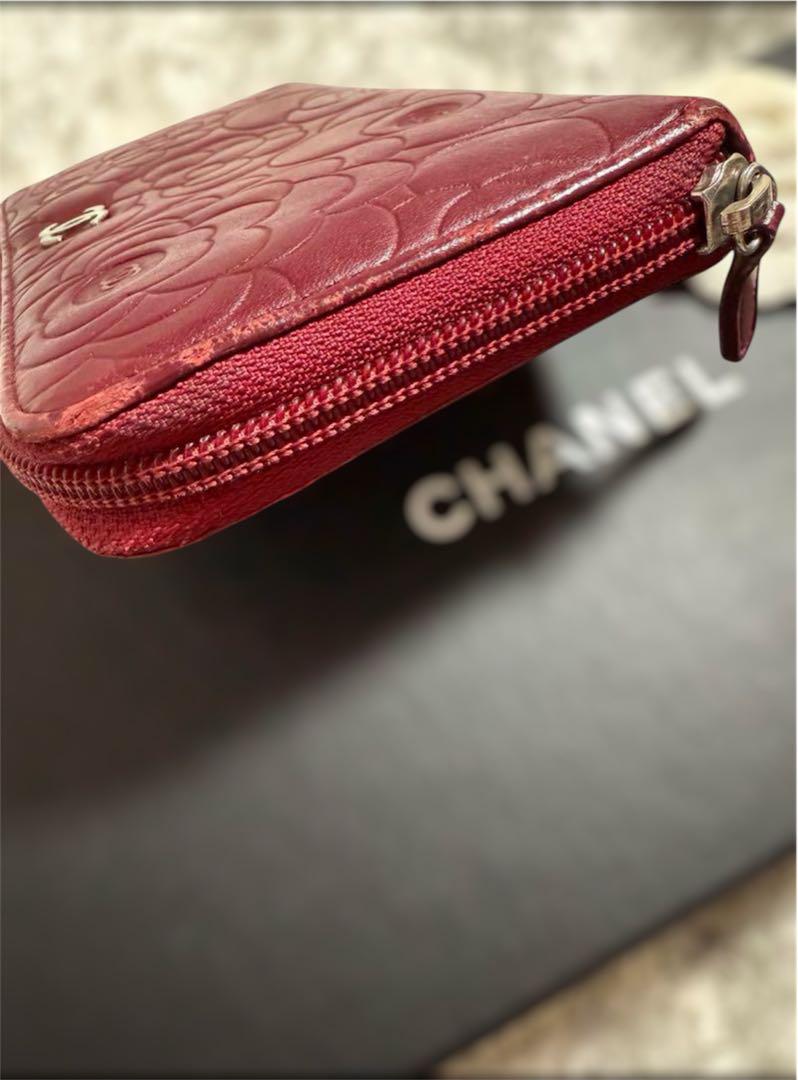 CHANELシャネル カメリア長財布 赤