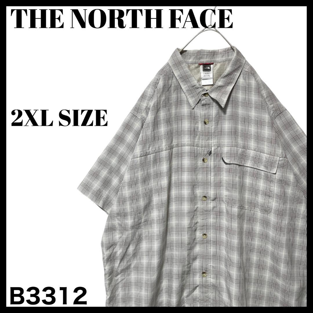 ザノースフェイス 半袖シャツ カジュアルシャツ グレー系 チェック柄 2XL