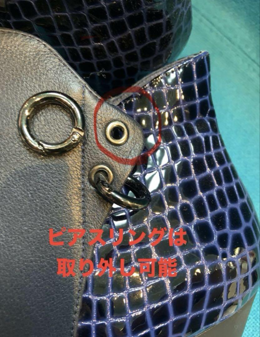 未使用】お洒落なアンクル/クロコ風エナメル&カウレザー