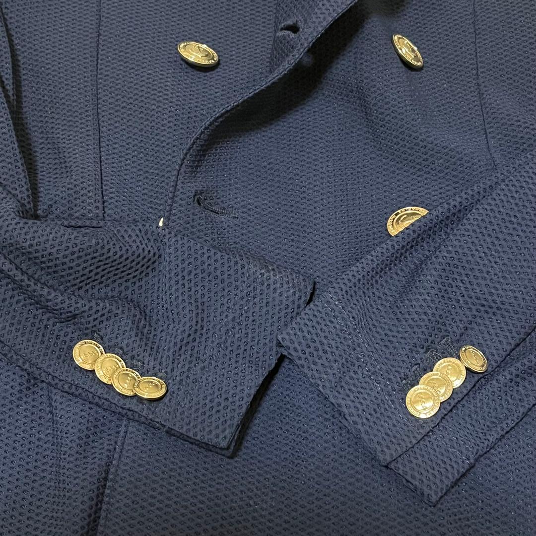 【muta MARINE ✨美品】金ボタン ネイビー メッシュ ダブルジャケット