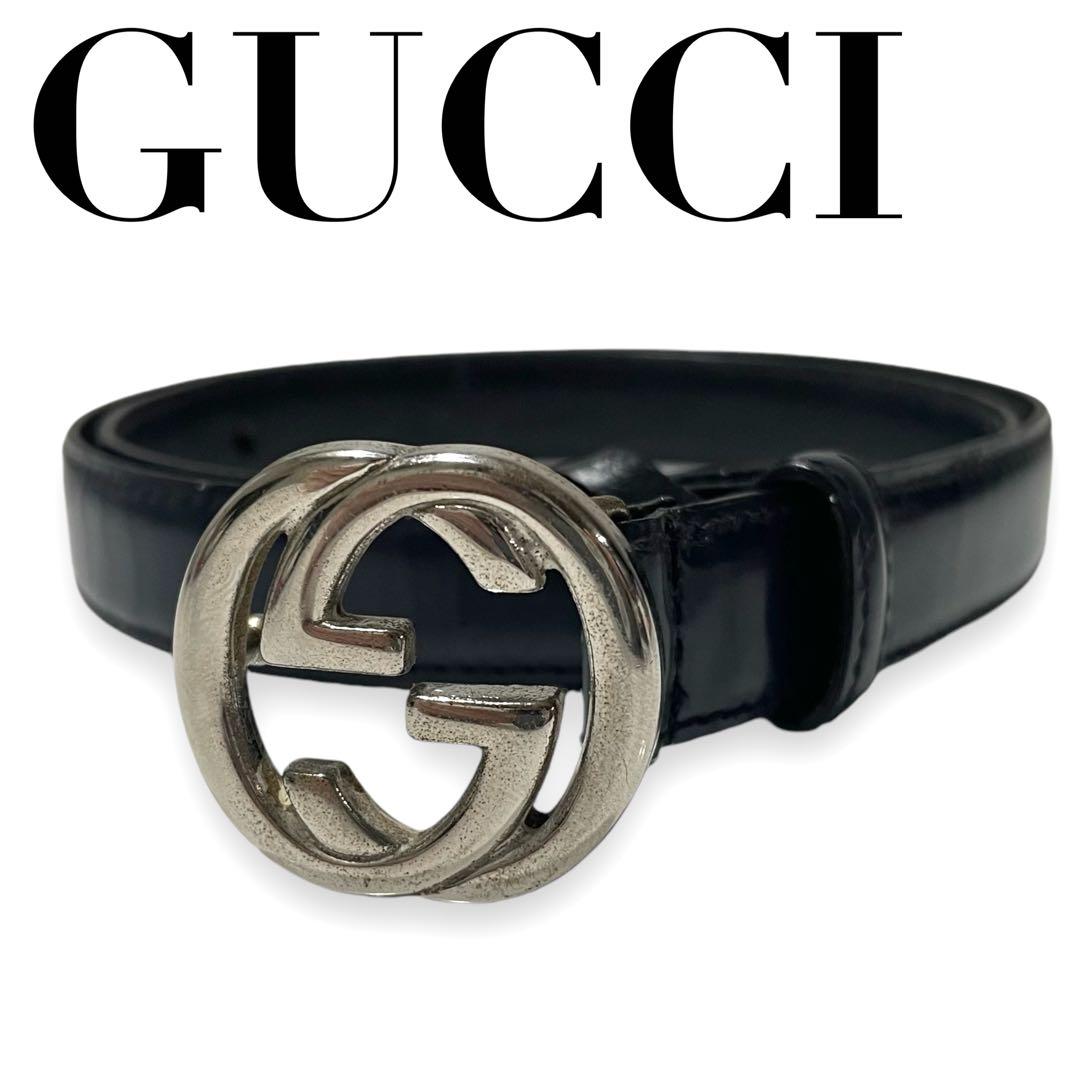 グッチ GUCCI ベルト インターロッキング ダークネイビー レザー グッチ GUCCI ベルト インターロッキング ダークネイビー レザー
