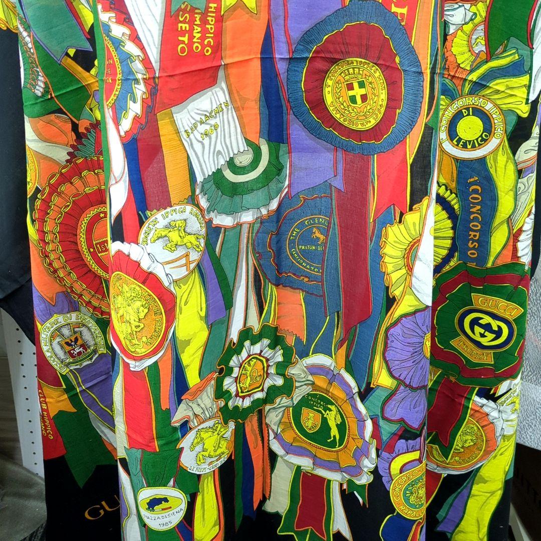 グッチ 大判スカーフ 132cm x 155cm 100%コットン イタリア製