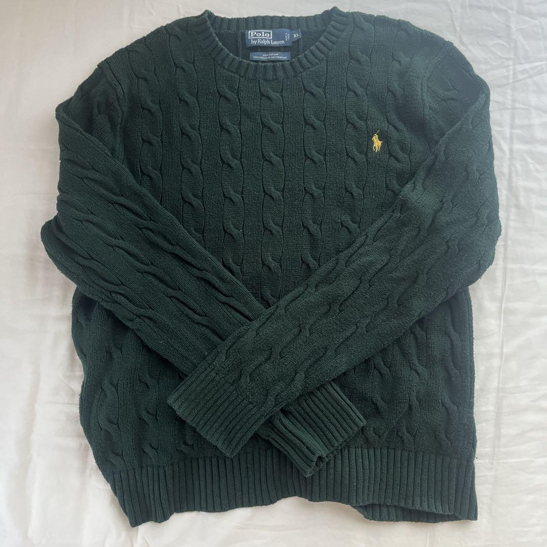 Polo Ralph Lauren ケーブルニットセーター XL ミントグリーン Polo by Ralph Lauren グリーン ケーブルニットセーター XL