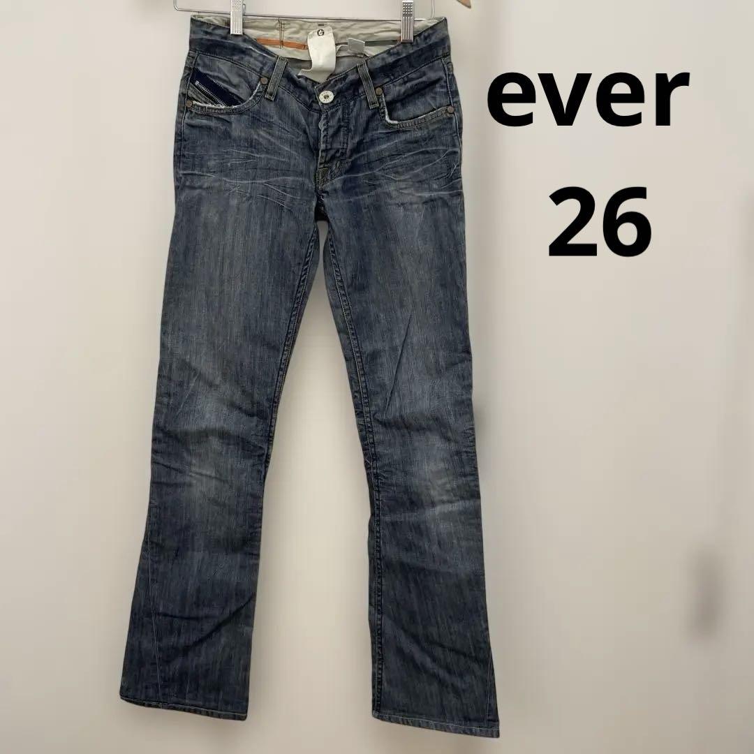エバー　ever ダークブルー ブーツカットデニム レディース　26