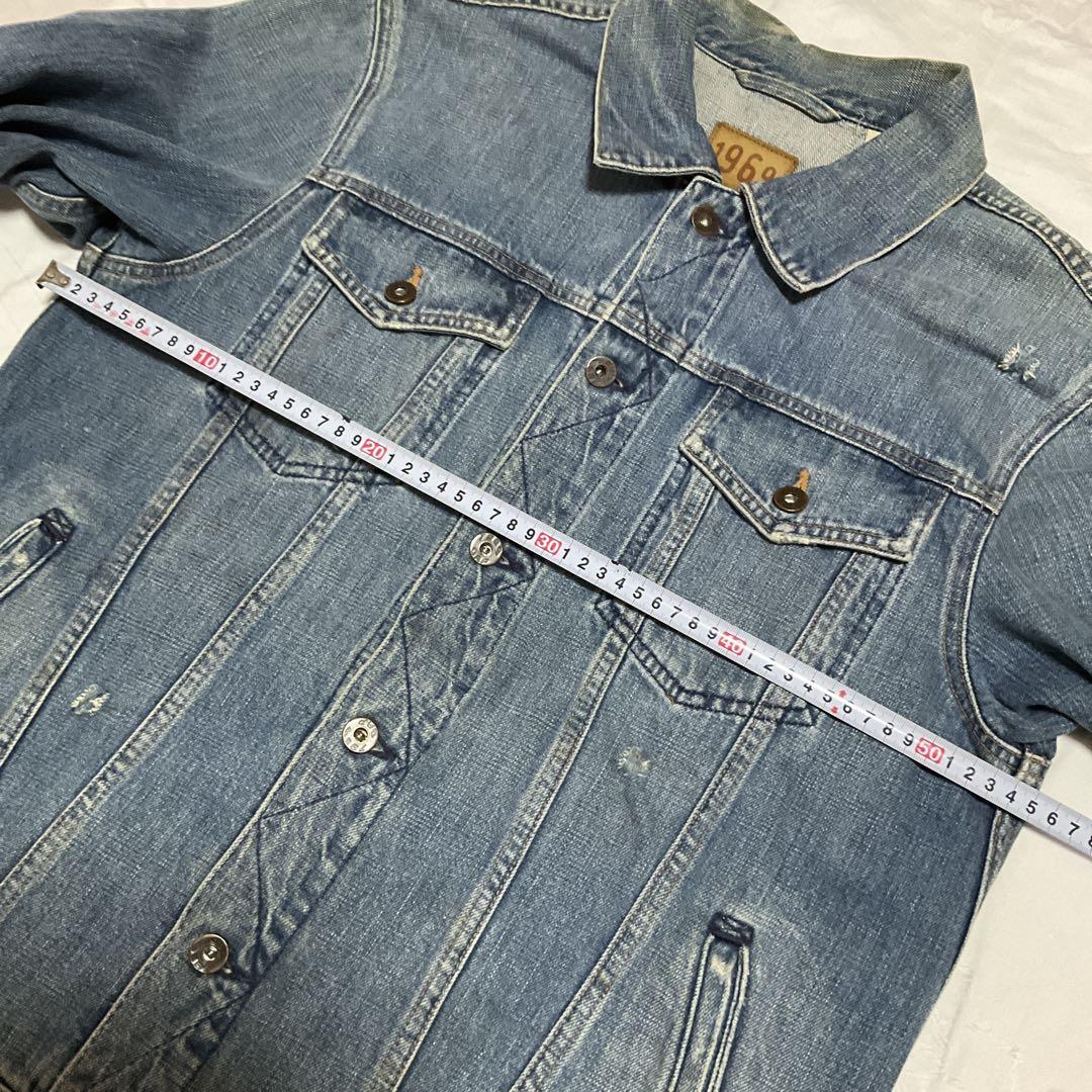 GAP 1969 米国製、デニムジャケット(3L) USAホーク刺繍プリント