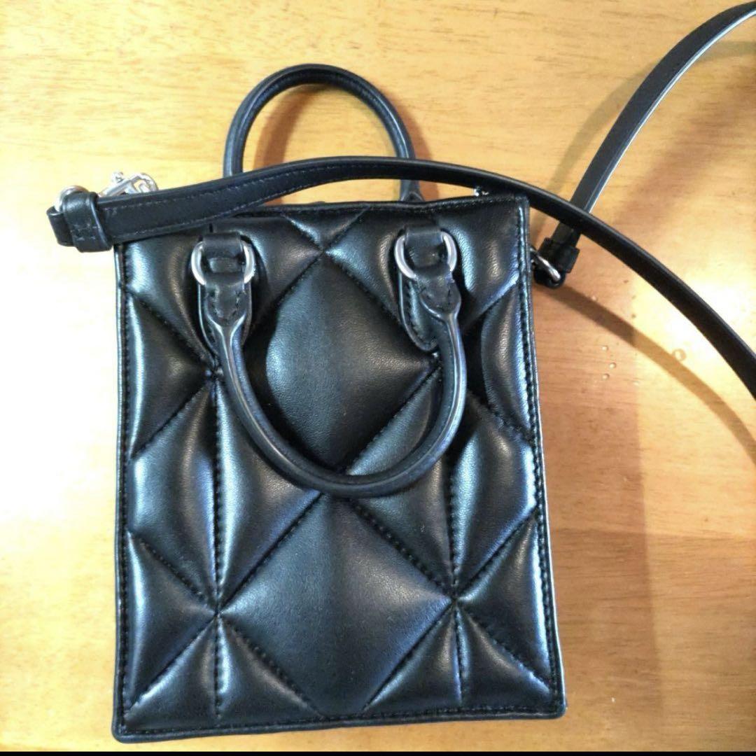 COACHブラックレザー キルティング ショルダーバッグ
