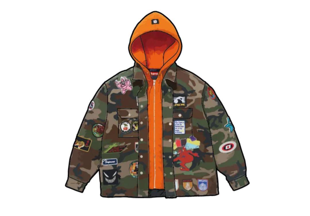 Supreme Patches Hooded Zip Up Shirt