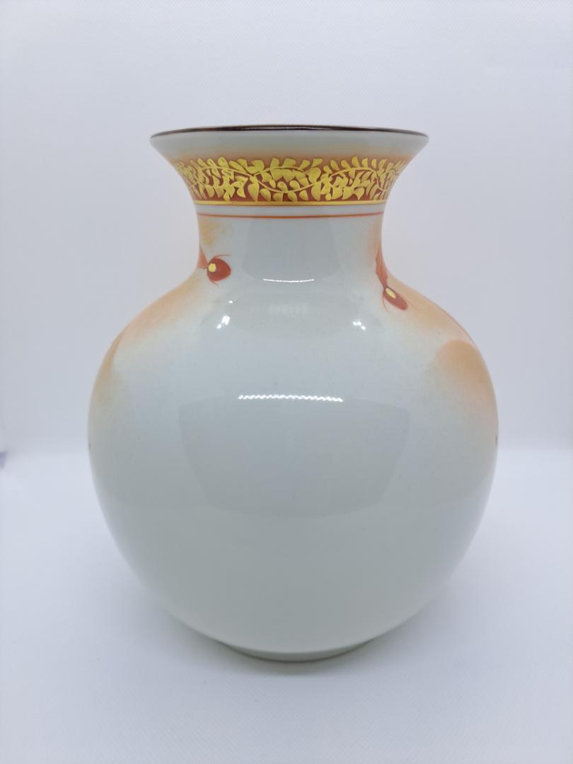 九谷焼　6.5号花瓶　赤絵鳳凰紋