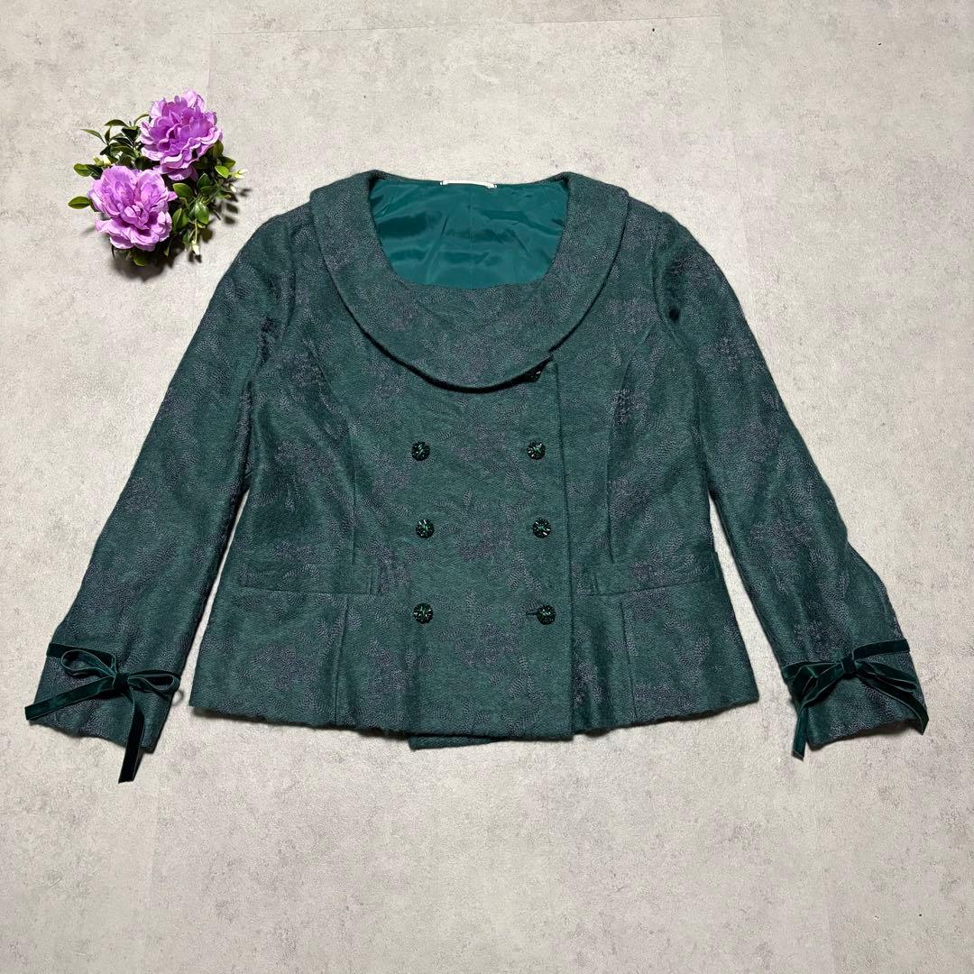 【vintage】昭和レトロ　ジャケット　バブリー　 刺繍　ダブルブレスト　S