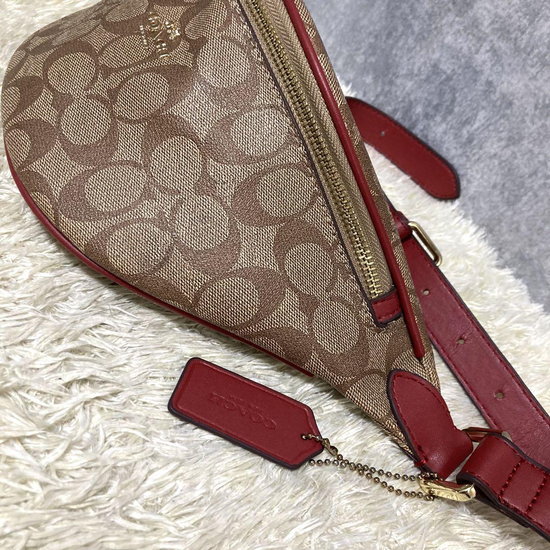 COACH コーチ ボディバッグ レザー PVC ベージュ ピンク
