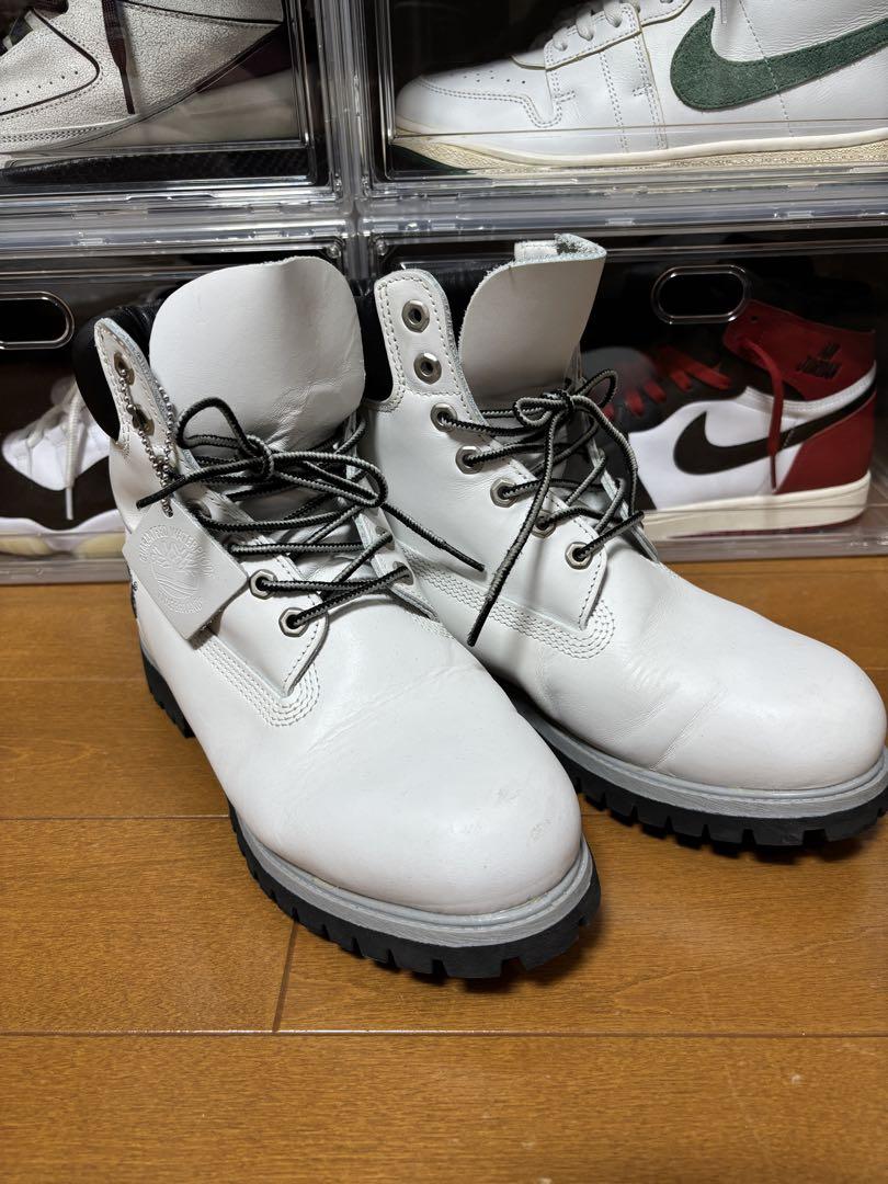 美品Timberlandティンバーランドレザーブーツ　ホワイトXブラック27cm