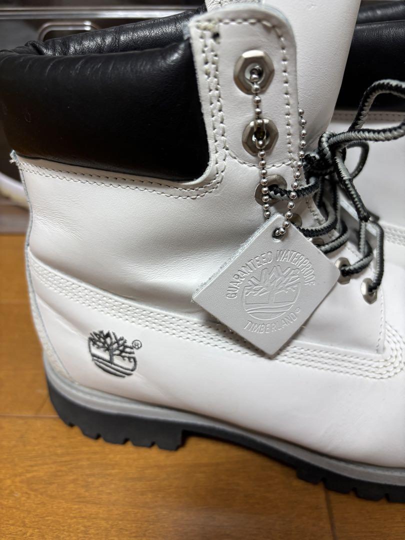 美品Timberlandティンバーランドレザーブーツ　ホワイトXブラック27cm