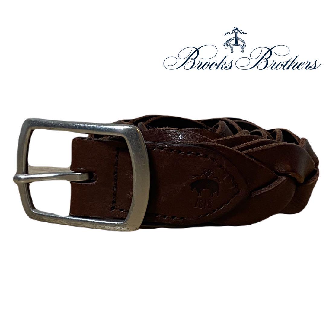 Brooks Brothers レザー編み込みベルト 26 ブルックスブラザーズ レザー 編み込み ベルト - 小物新 デザイン