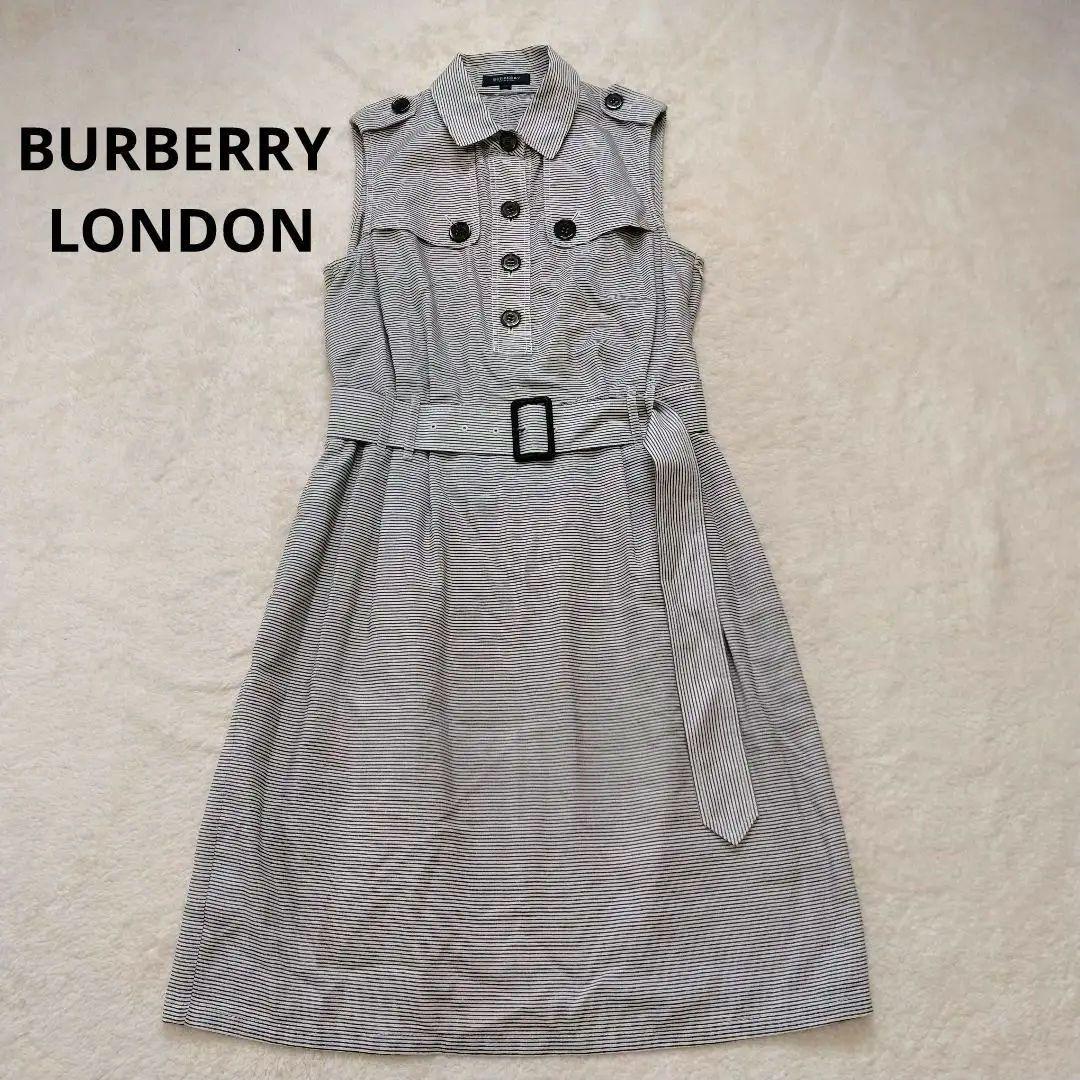 【美品】BURBERRY LONDON　リネン混シャツワンピース