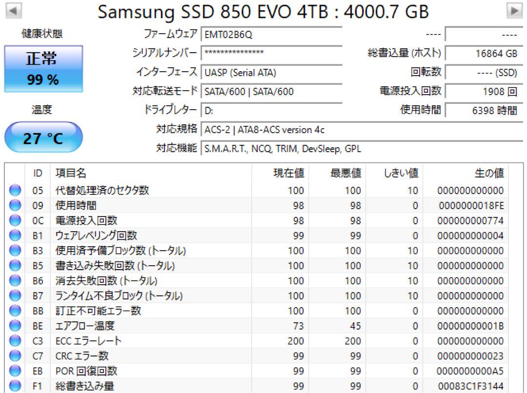内蔵型SSD Samsung 850 EVO 4TB SSD