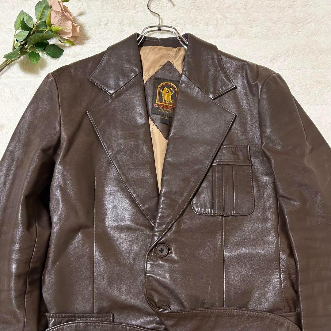 貴重品❤︎ EL TORO BRAVO レザージャケット 裏地総柄 ブラウン L 貴重品❤︎ EL TORO BRAVO レザージャケット 裏地総柄 ブラウン L