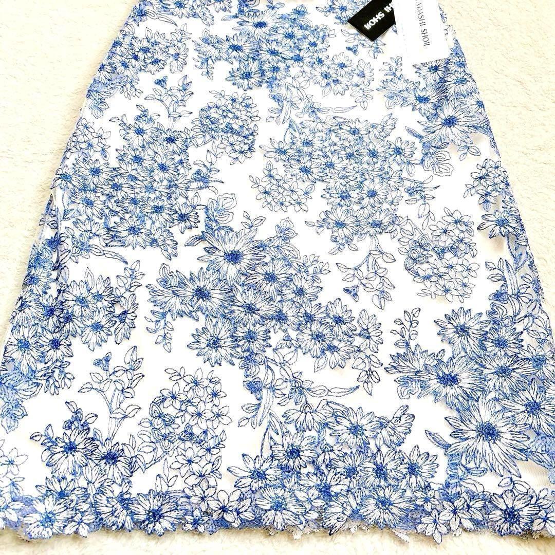 Tadashi Shoji 桜レース タイトドレス 刺繍 ワンピース ブルー M