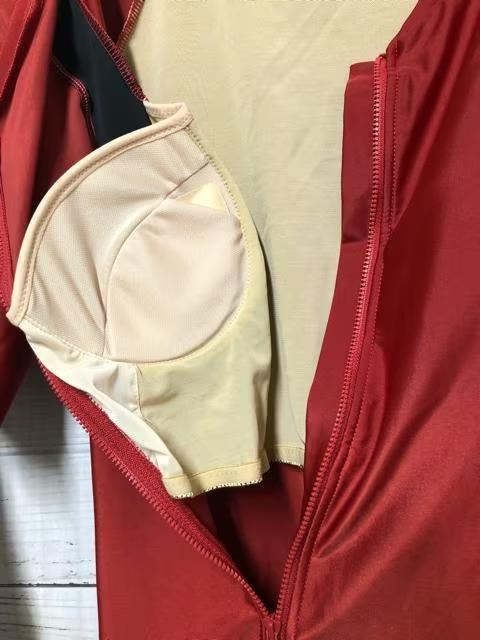新品☆6Lダークレッド系♪セパレート補整水着♪半袖♪前開き☆s801