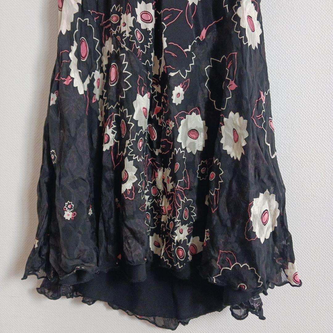 ANNA SUI】シルク100%ワンピース ホルターネック 花柄 アメリカ