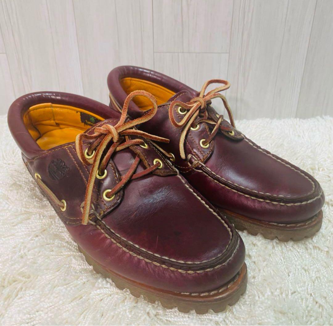 Timberland 3 eyeモカシン バーガンディ26.5cmUK7.5