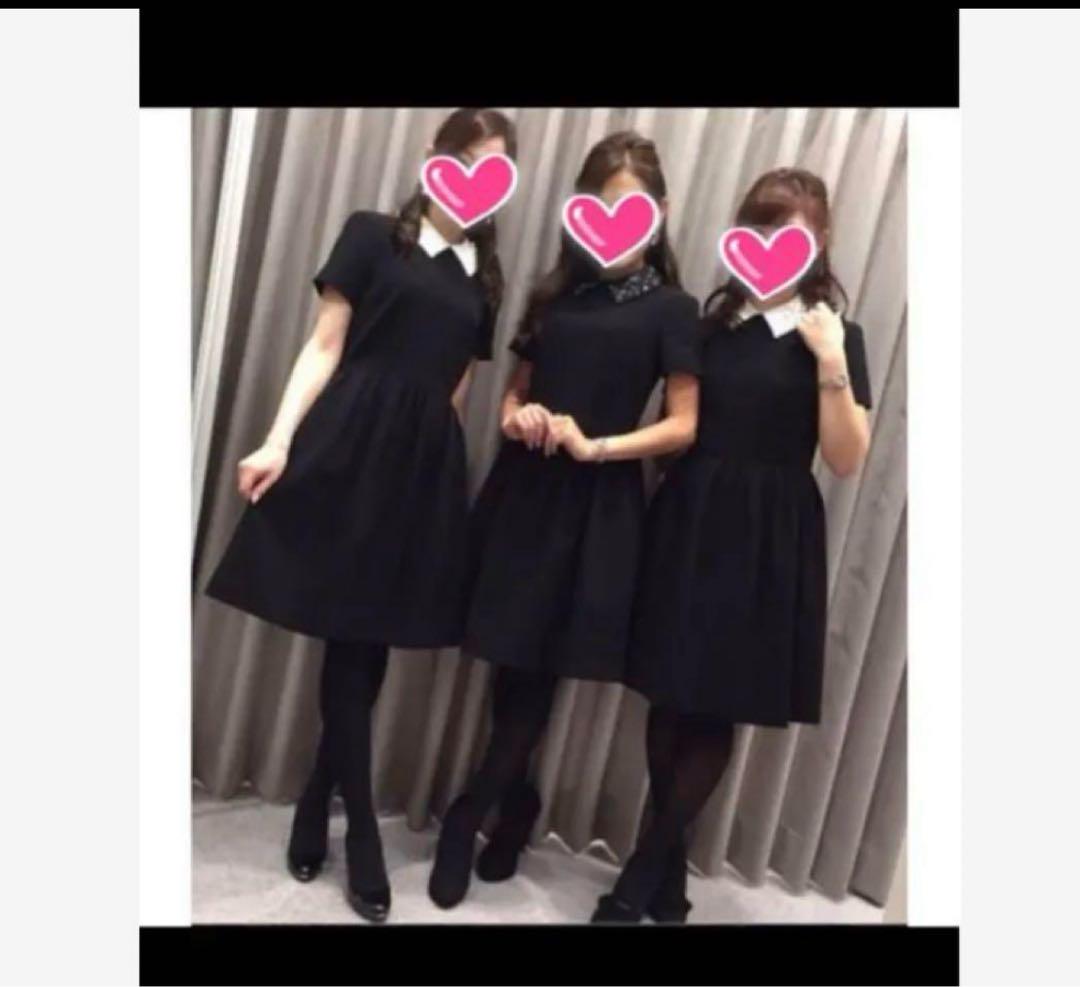 アベニールエトワール　つけ襟付きフレアワンピース　半袖