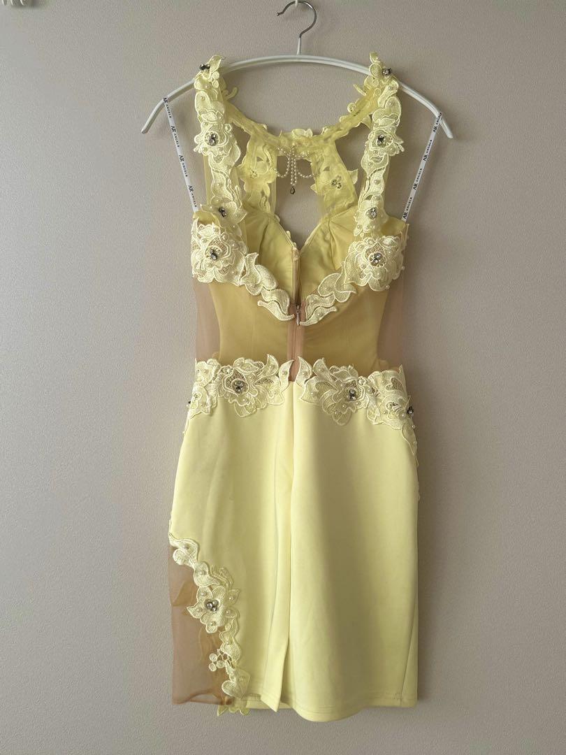 【美品】ROBE de FLEURS(ローブドフルール) イエローレースドレス♡