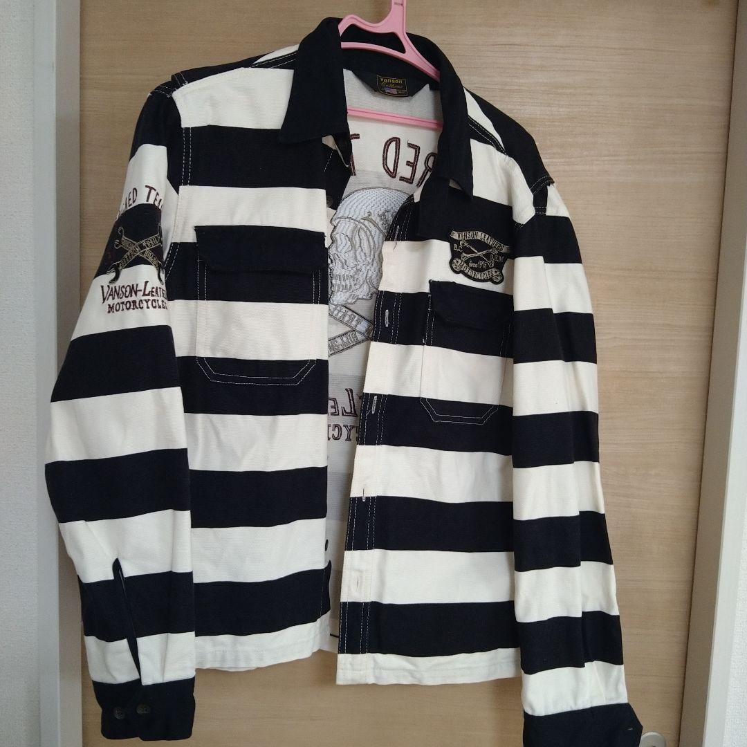 Vanson 白黒ストライプジャケット