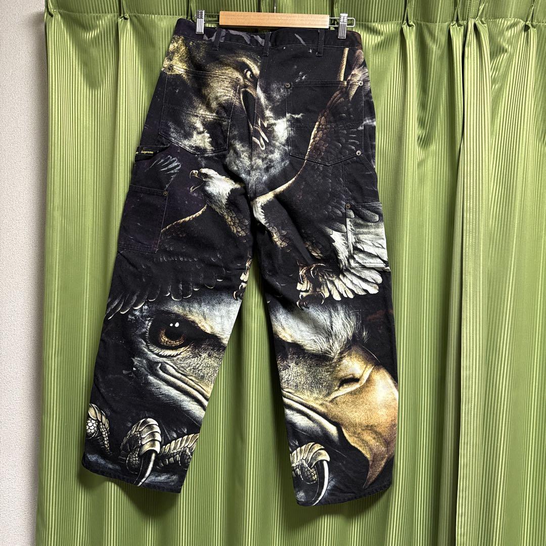 Supreme 動物柄 鷹　ブラック ワイドパンツ
