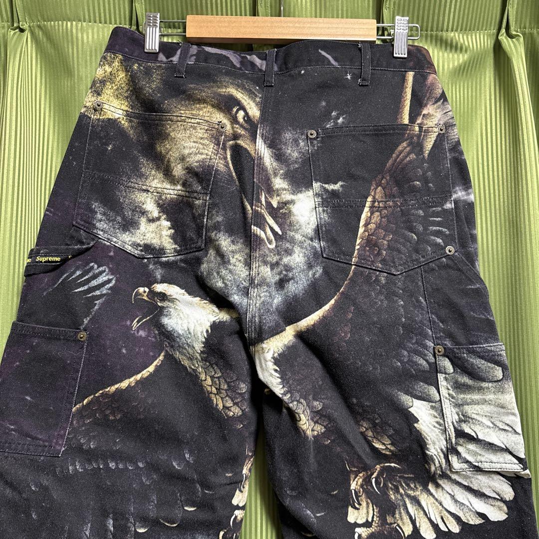 Supreme 動物柄 鷹　ブラック ワイドパンツ