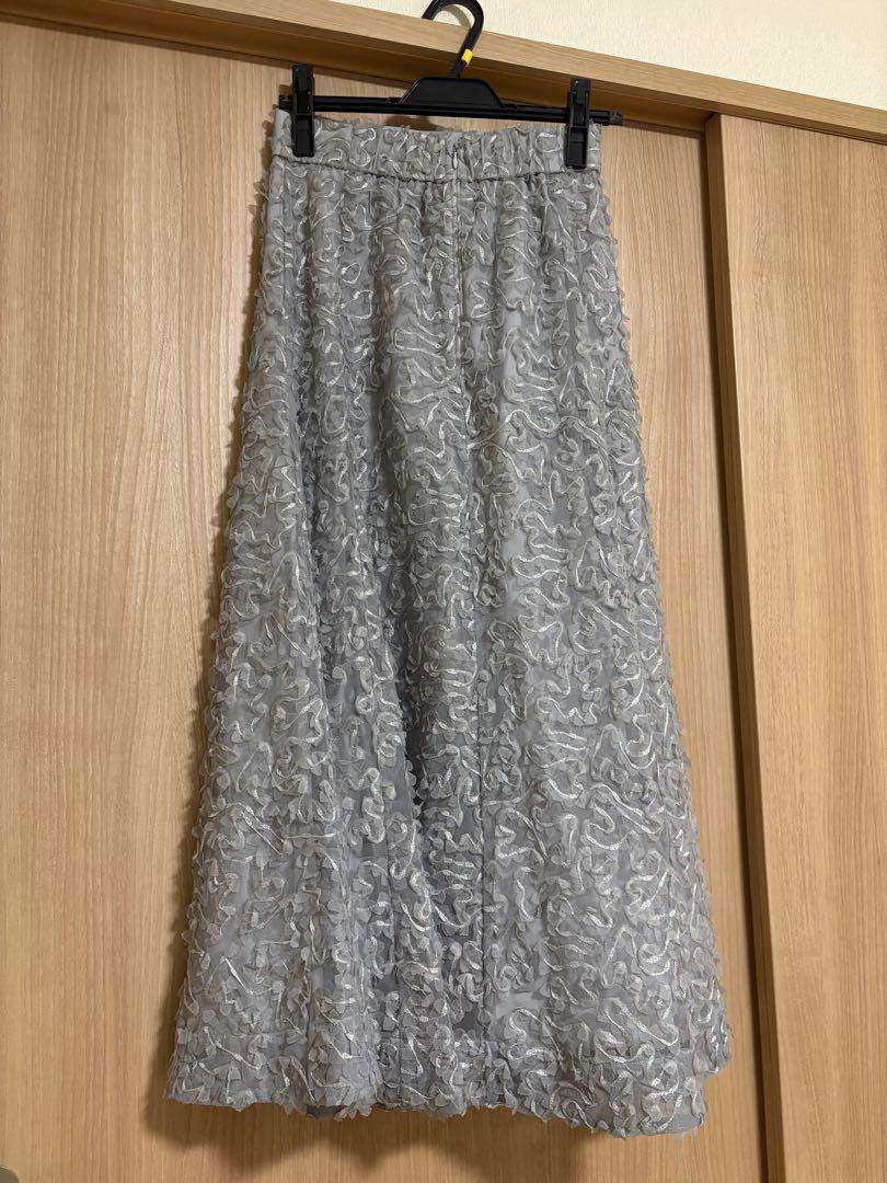 スナイデル snidel チュール刺繍スカート ライトブルー 0サイズ
