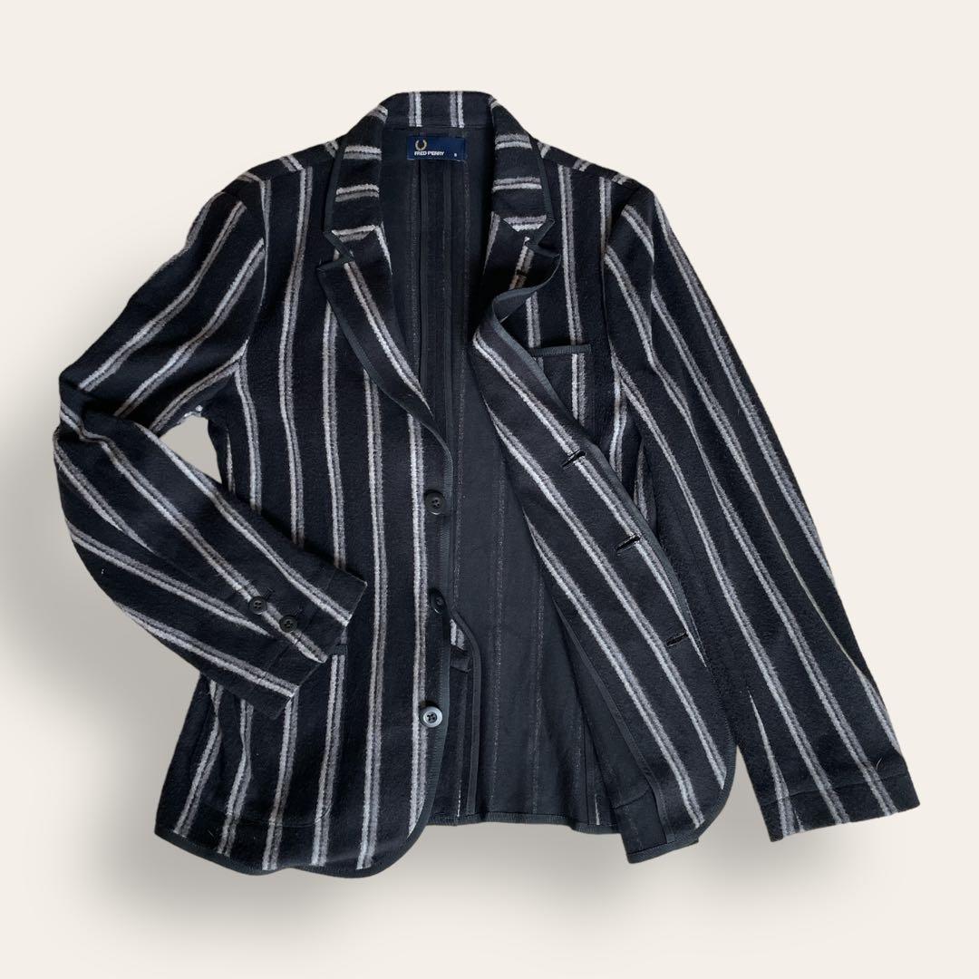 4個まで郵便OK 【極美品】フレッドペリー ストライプ柄 起毛テーラード