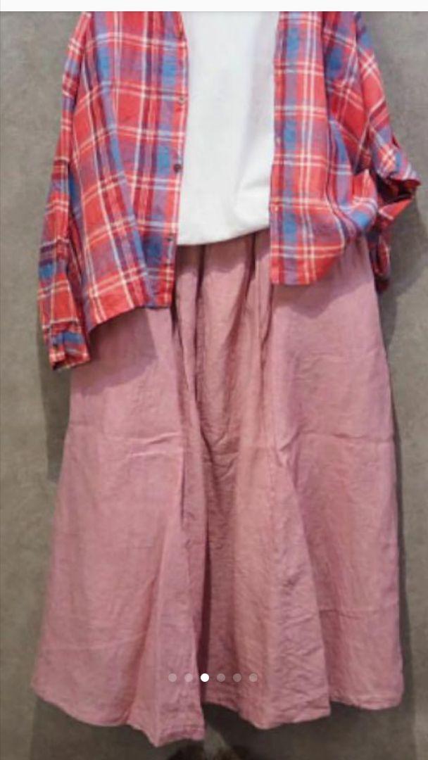 大人気最新作 イチアンティークス♡リネンロングスカート✢サーモンピンク qy9n3-m30088532746 大特価好評