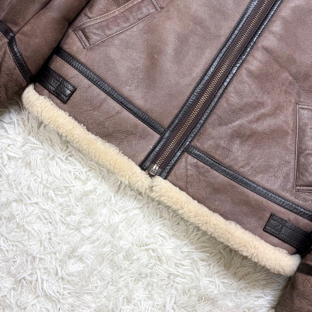 B-3フライトジャケット ヴィンテージ リアルムートン 羊革 XL相当 ブラウン B-3フライトジャケット ヴィンテージ リアルムートン 羊革 XL相当 ブラウン