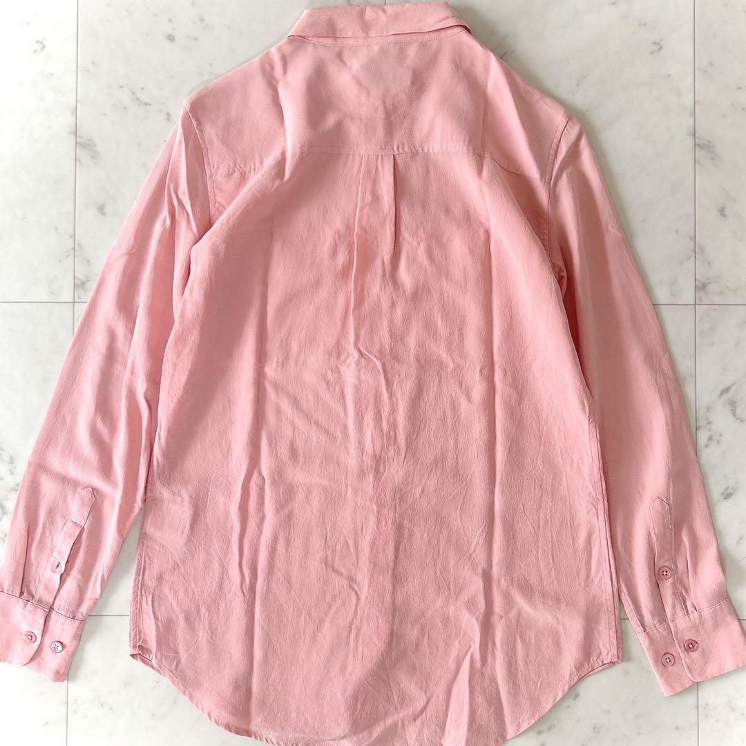 美品 エキプモン EQUIPMENTシルク100% ロングスリーブシャツ ピンク