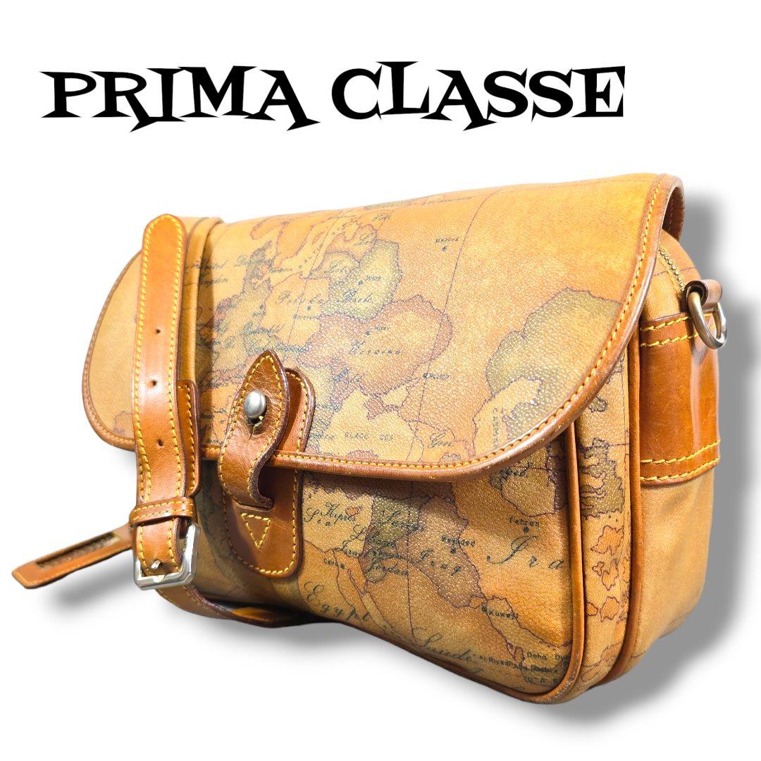 美品 PRIMA CLASSE プリマクラッセ 地図柄 ショルダーバッグ