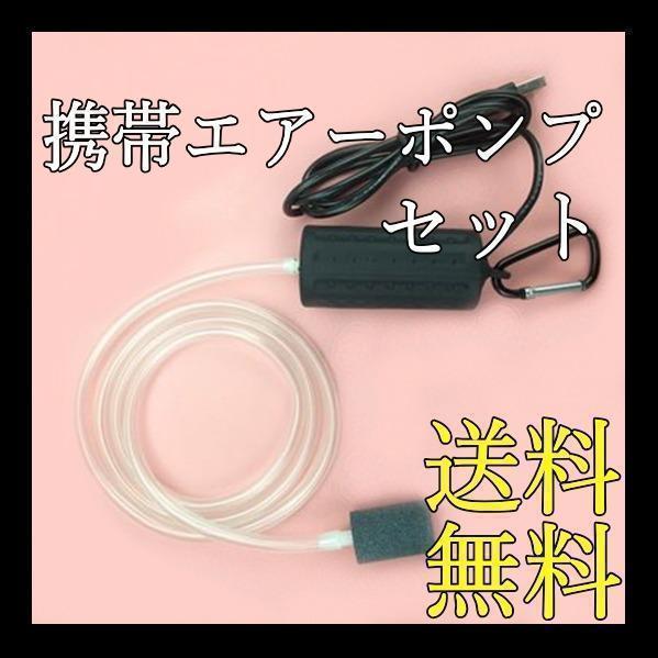 小型 USB エアーポンプ 黒(カラビナ付き) 携帯 ポータブル