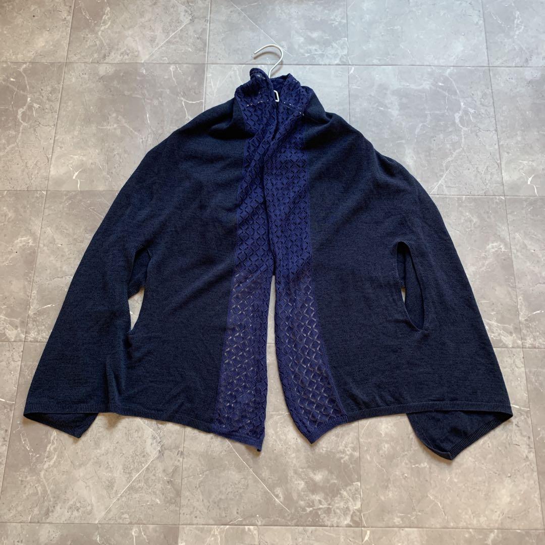 【美品】 中川政七商店 mino ストールポンチョ 和紙 ネイビー